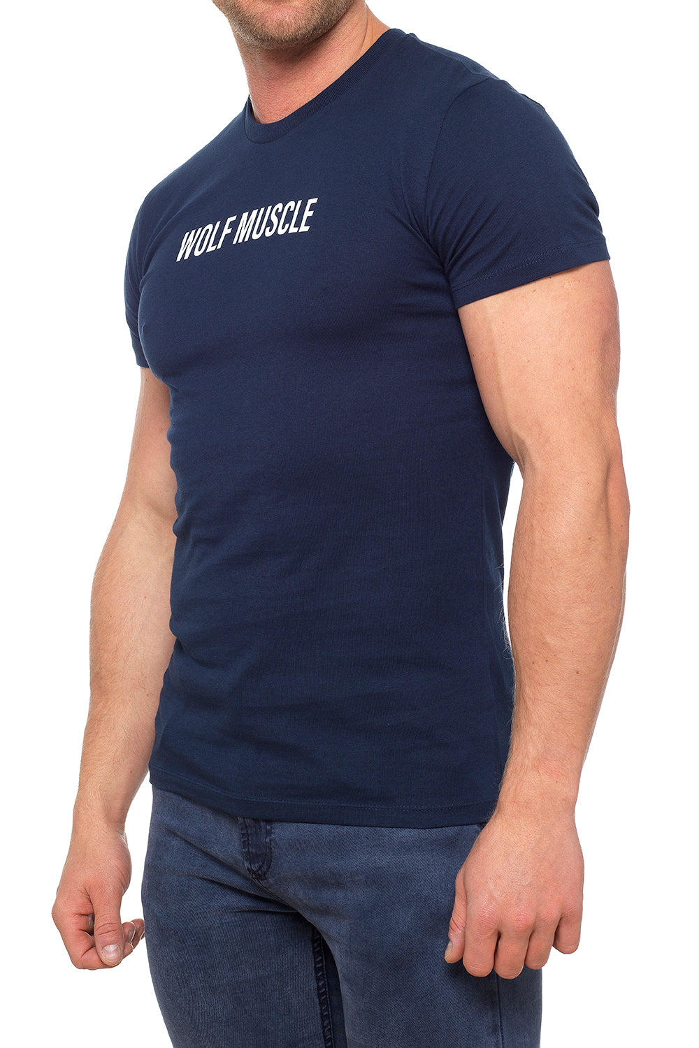 Mens Muscle Fit Navy T Shirt