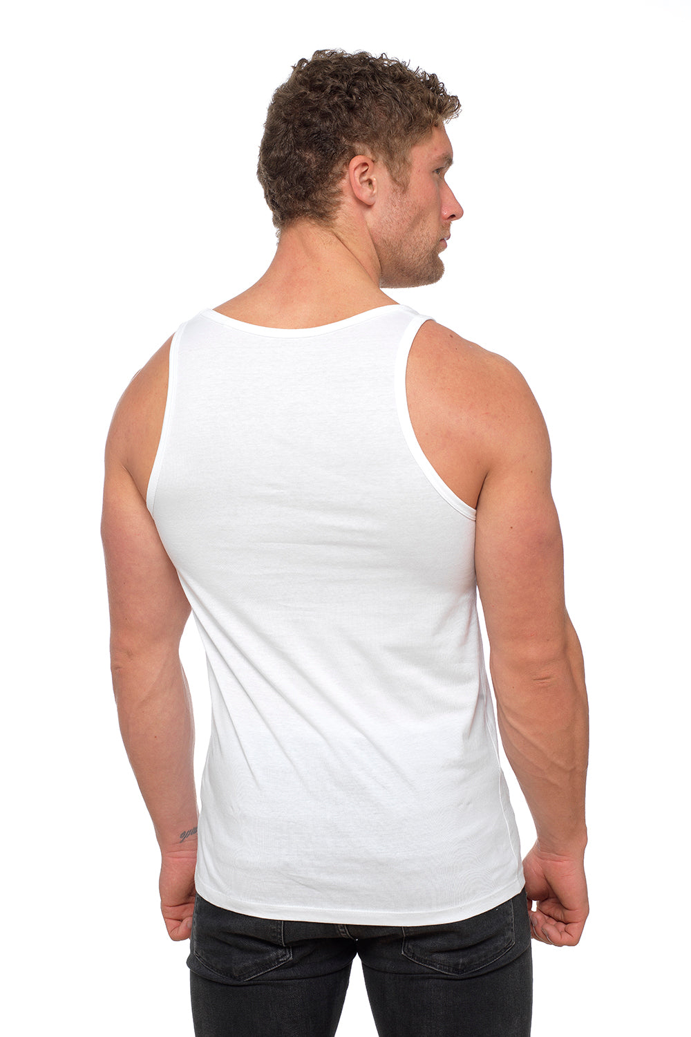 Mens White Muscle Fit Vests