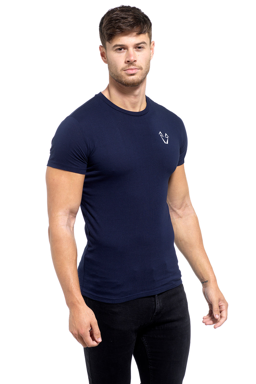 Mens Muscle Fit Navy T Shirt