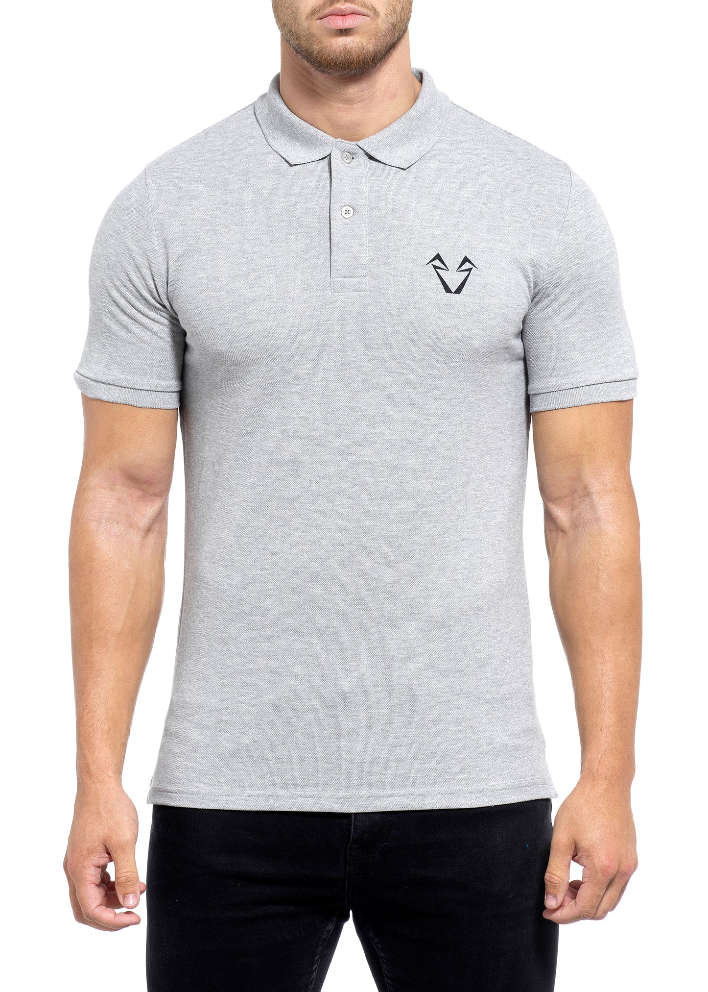 Mens Muscle Fit Heather Grey Polo Shirts