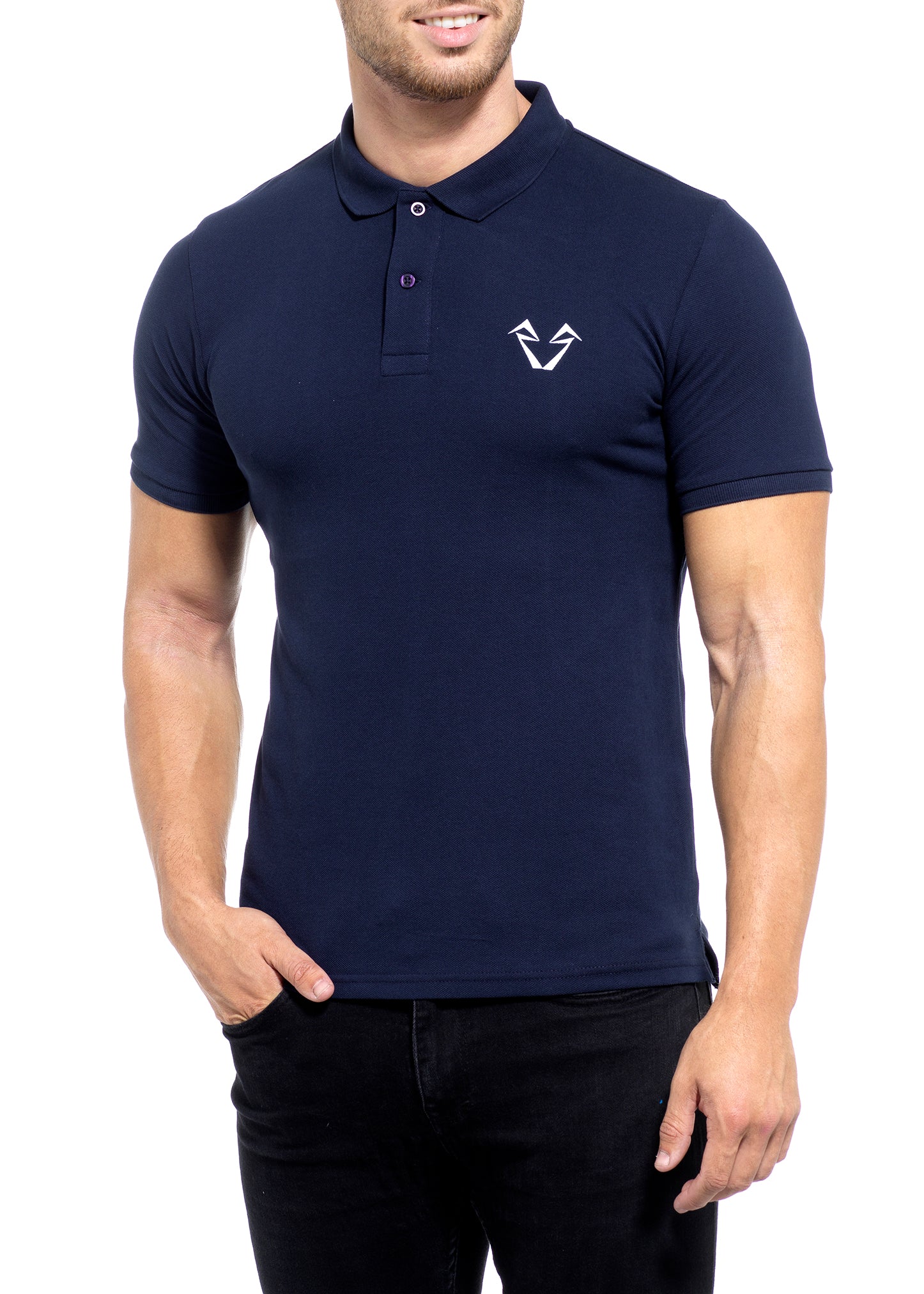 Mens Muscle Fit Navy Polo Shirts