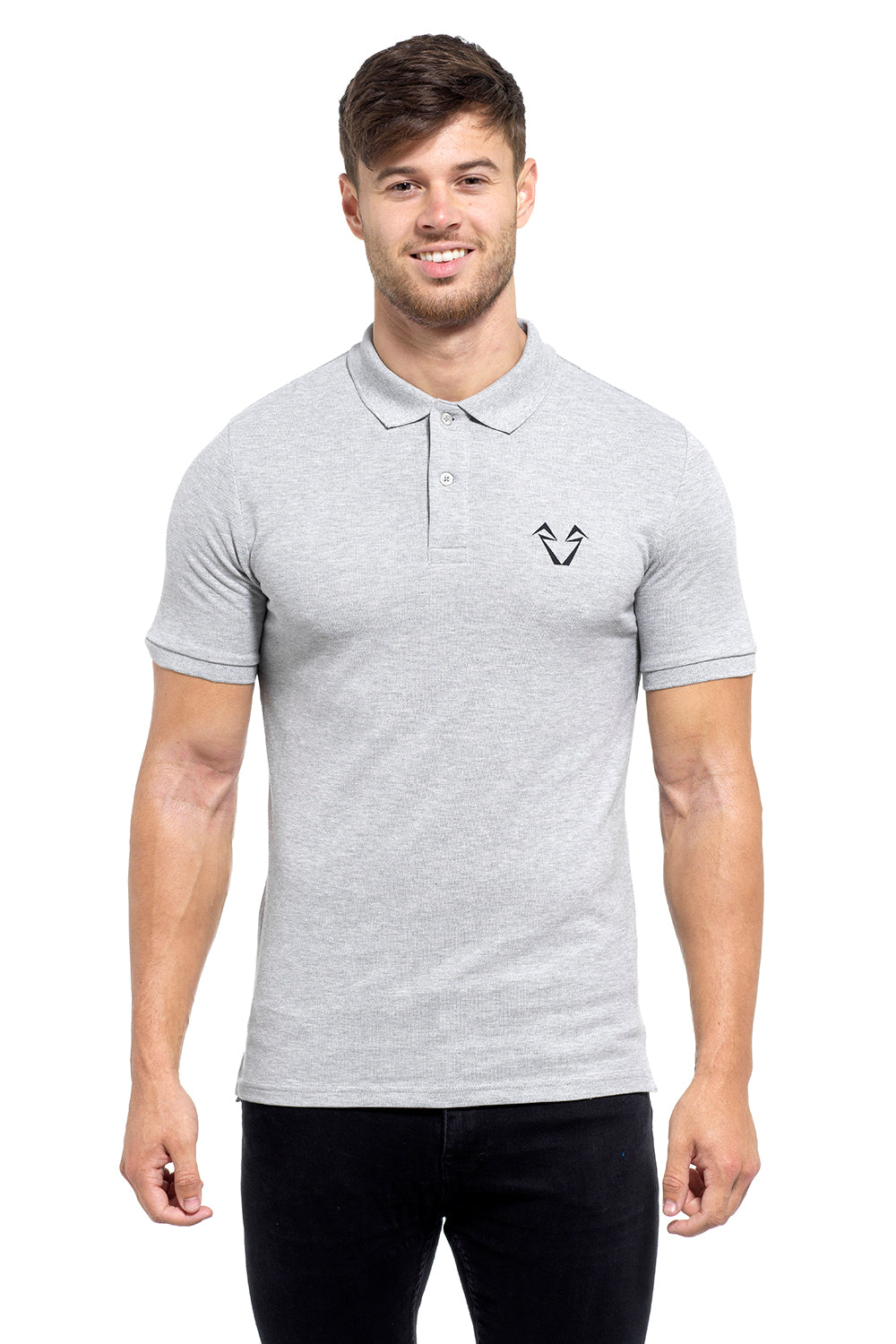 Mens Muscle Fit Heather Grey Polo Shirts