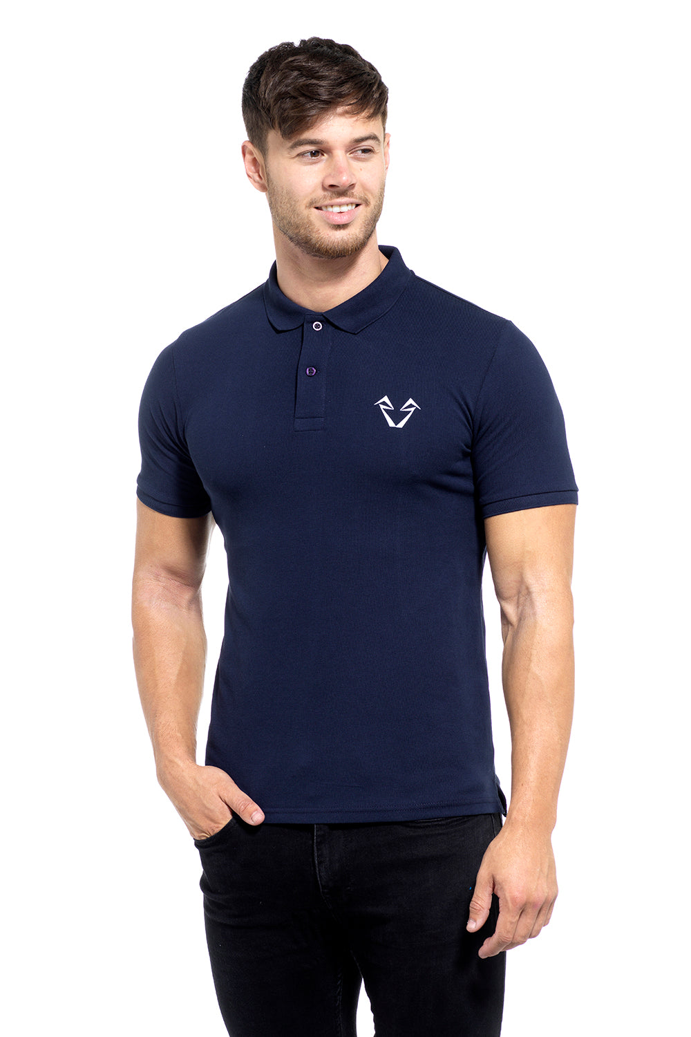 Mens Muscle Fit Navy Polo Shirts