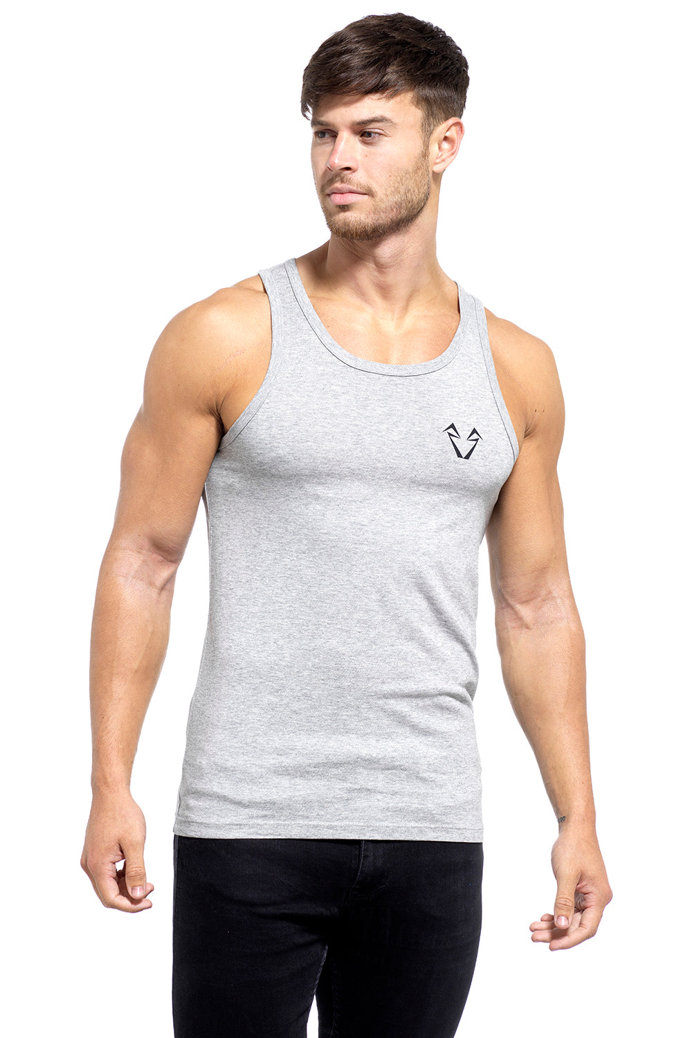 Mens Muscle Fit Grey Tops