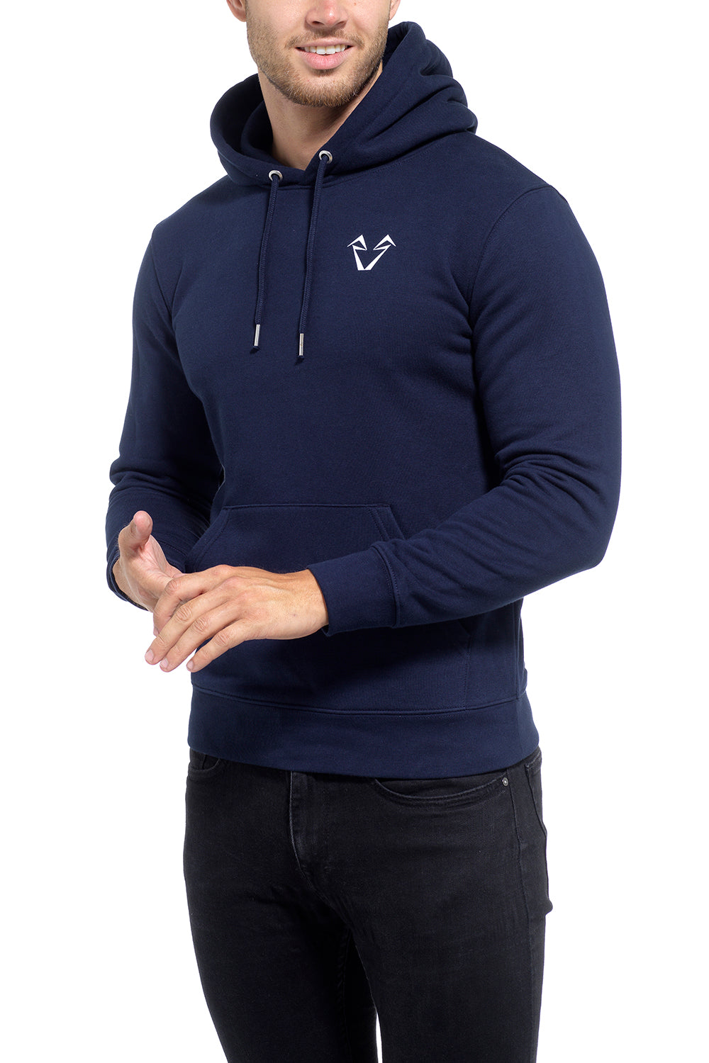 Mens Navy Muscle Fit Hoodies