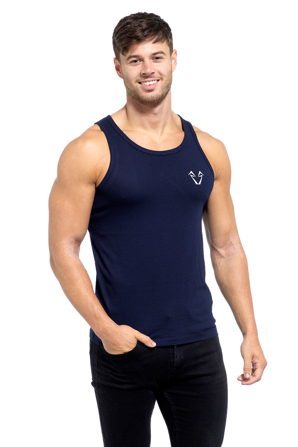 Mens Muscle Fit Navy Vests