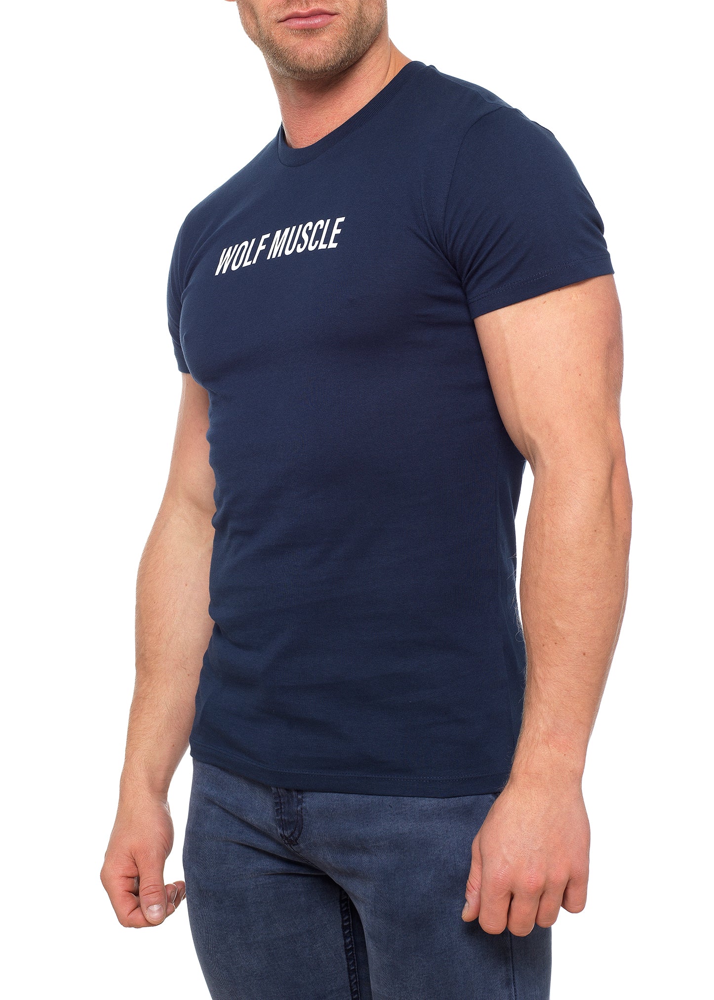 Mens Muscle Fit Navy T Shirt