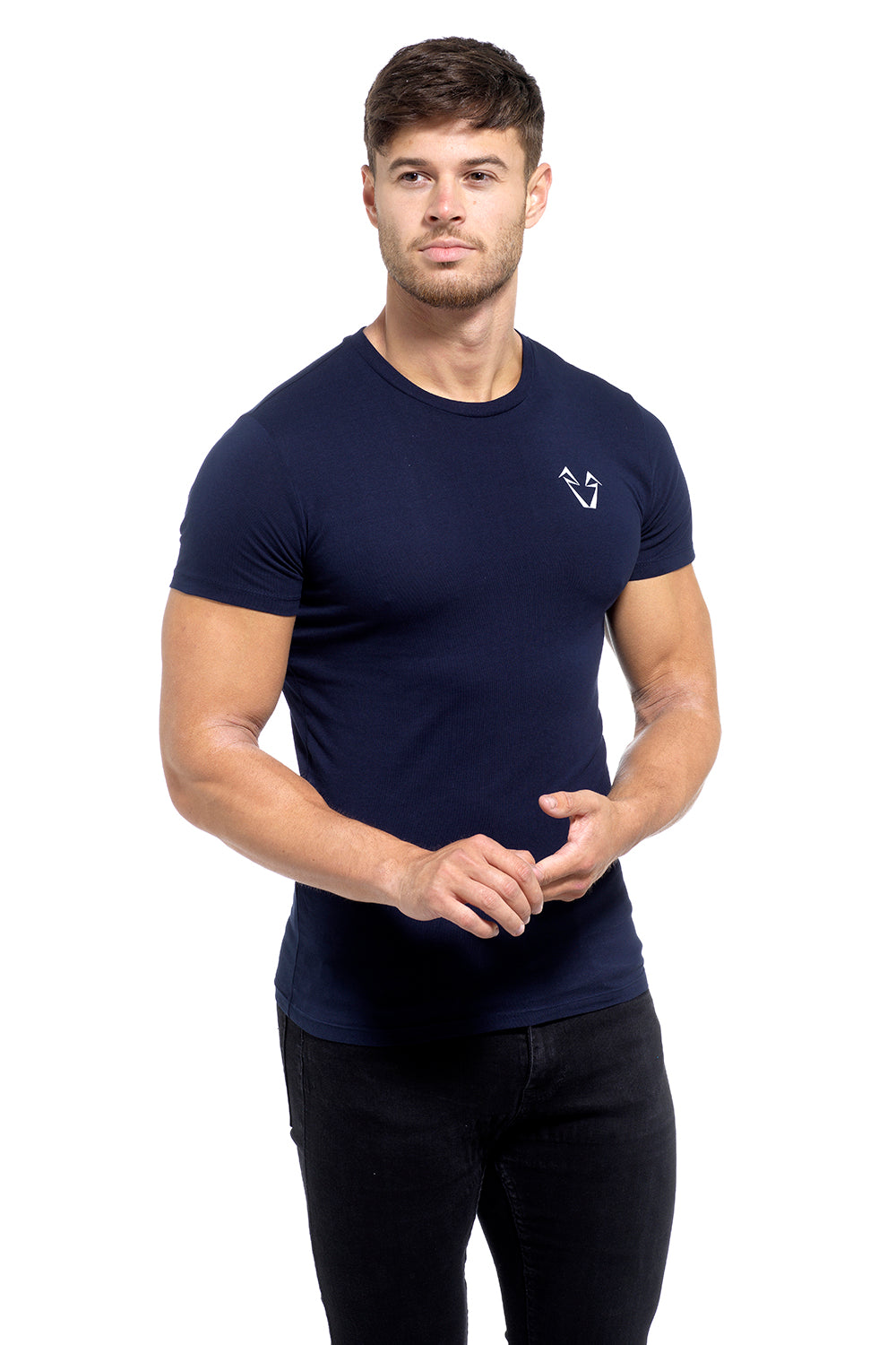 Mens Muscle Fit Navy T Shirt