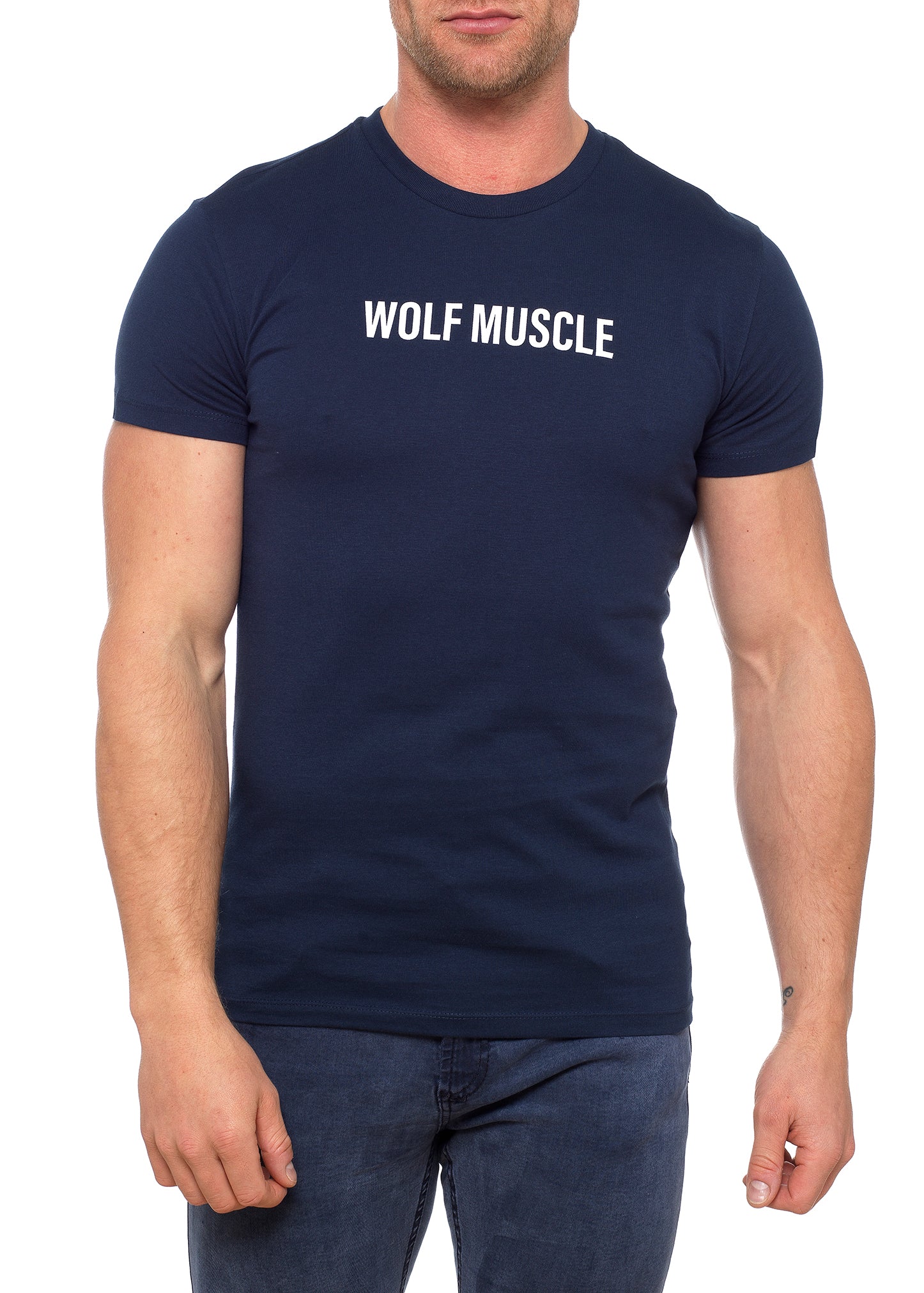 Mens Navy Muscle Fit T Shirt