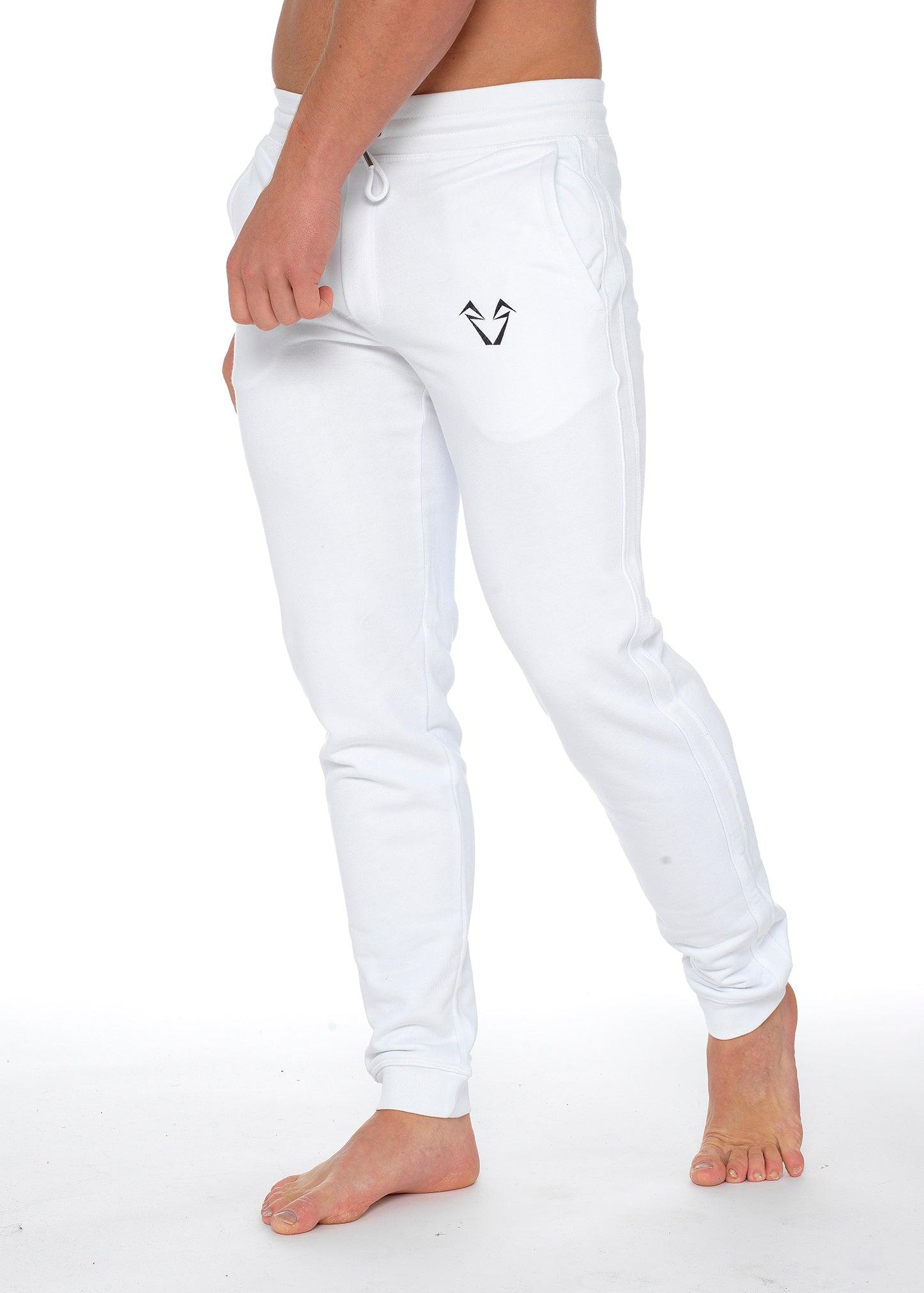 Wolf Muscle Mens Joggers in White
